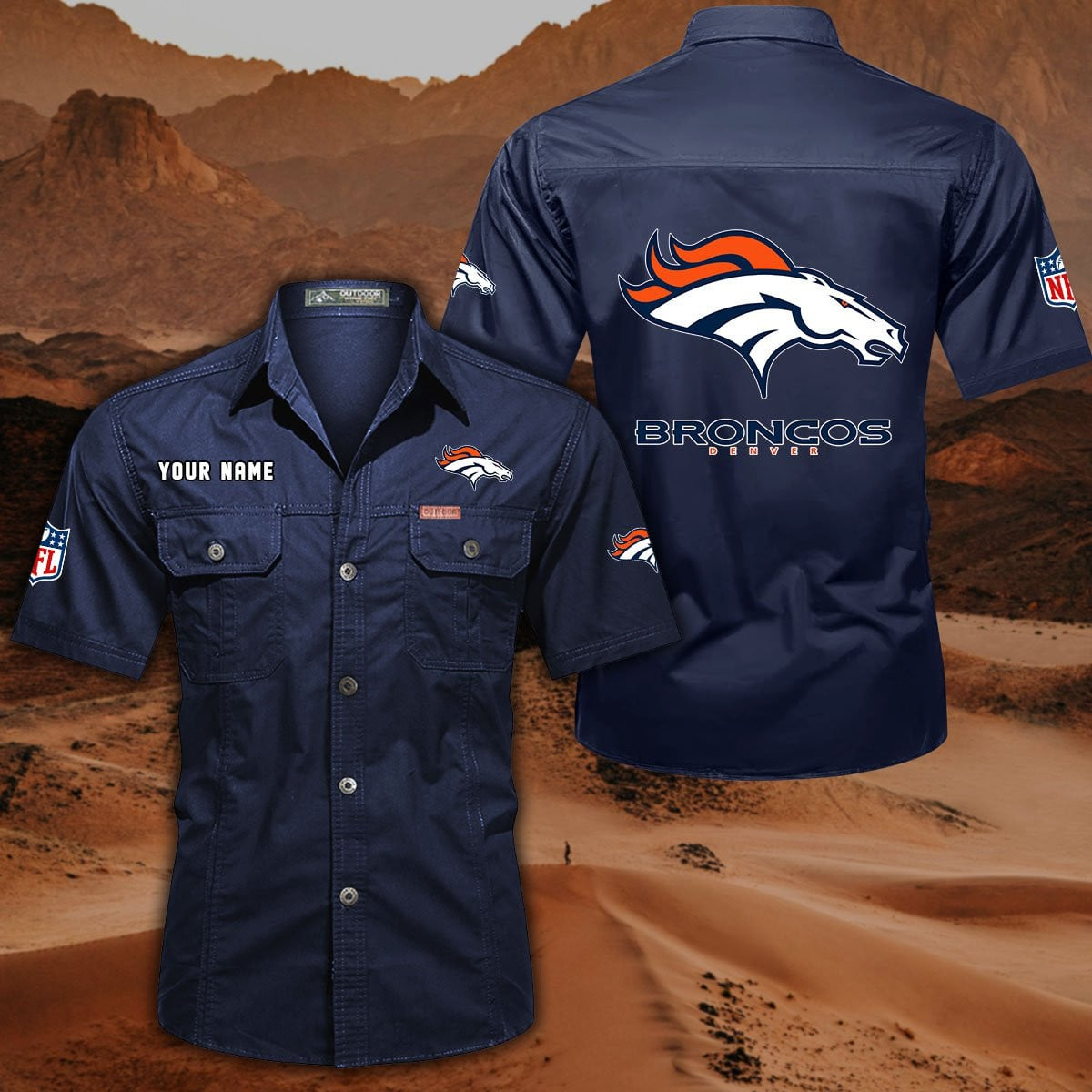 FINAL SALE - NEW CUSTOMIZED NFL13 DVB DENVER BRONCOS MUTICOLOR MEN'S CARGO SHIRT