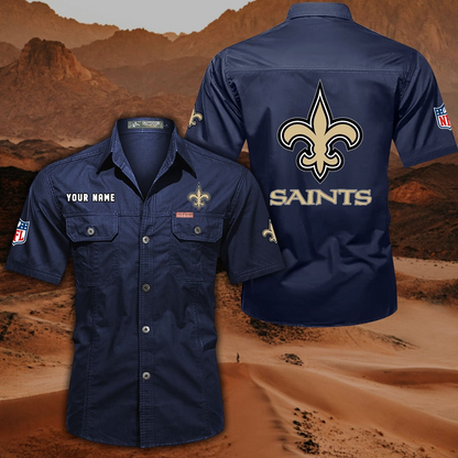 FINAL SALE - NEW CUSTOMIZED NFL24 NOS NEW ORLEANS SAINTS MUTICOLOR MEN'S CARGO SHIRT