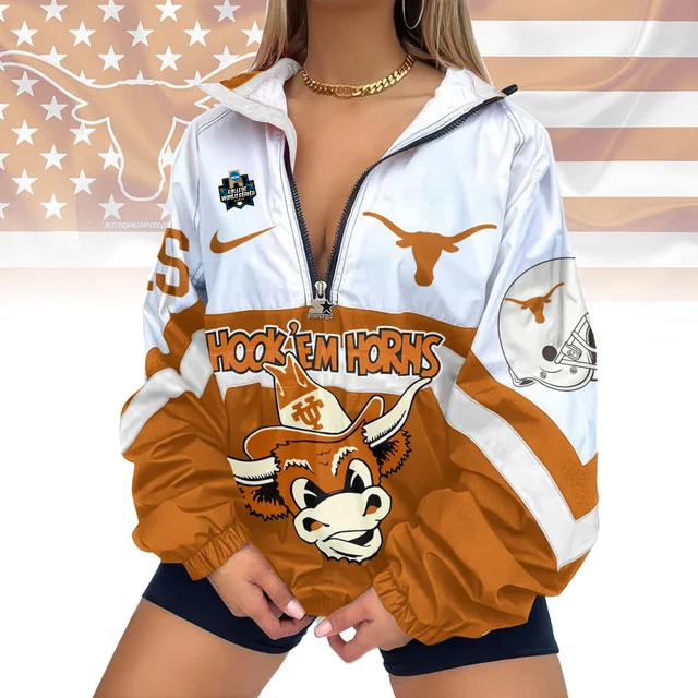 LIMITED EDITION - NEW CUSTOMIZED COLLEGE WORLD SERIES NCAA05 TEXAS LONGHORNS V-NECK ZIPPER SWEATSHIRT JACKET