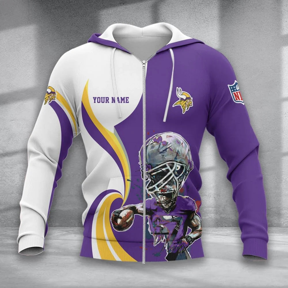 SPECIAL EDITION - NEW CUSTOMIZED NFL05 MVK MINNESOTA VIKINGS T-SHIRT, POLO SHIRT, ZIP POLO SHIRT, SWEATSHIRT, HOODIE & ZIP HOODIE