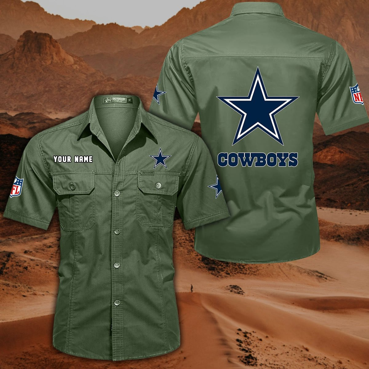 FINAL SALE - NEW CUSTOMIZED NFL21 DCB DALLAS COWBOYS MUTICOLOR MEN'S CARGO SHIRT