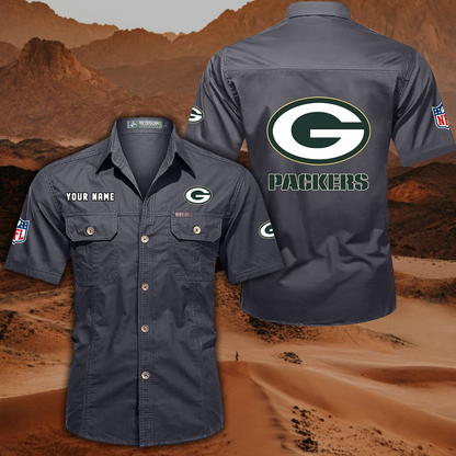 FINAL SALE - NEW CUSTOMIZED NFL08 GBP GREEN BAY PACKERS MUTICOLOR MEN'S CARGO SHIRT