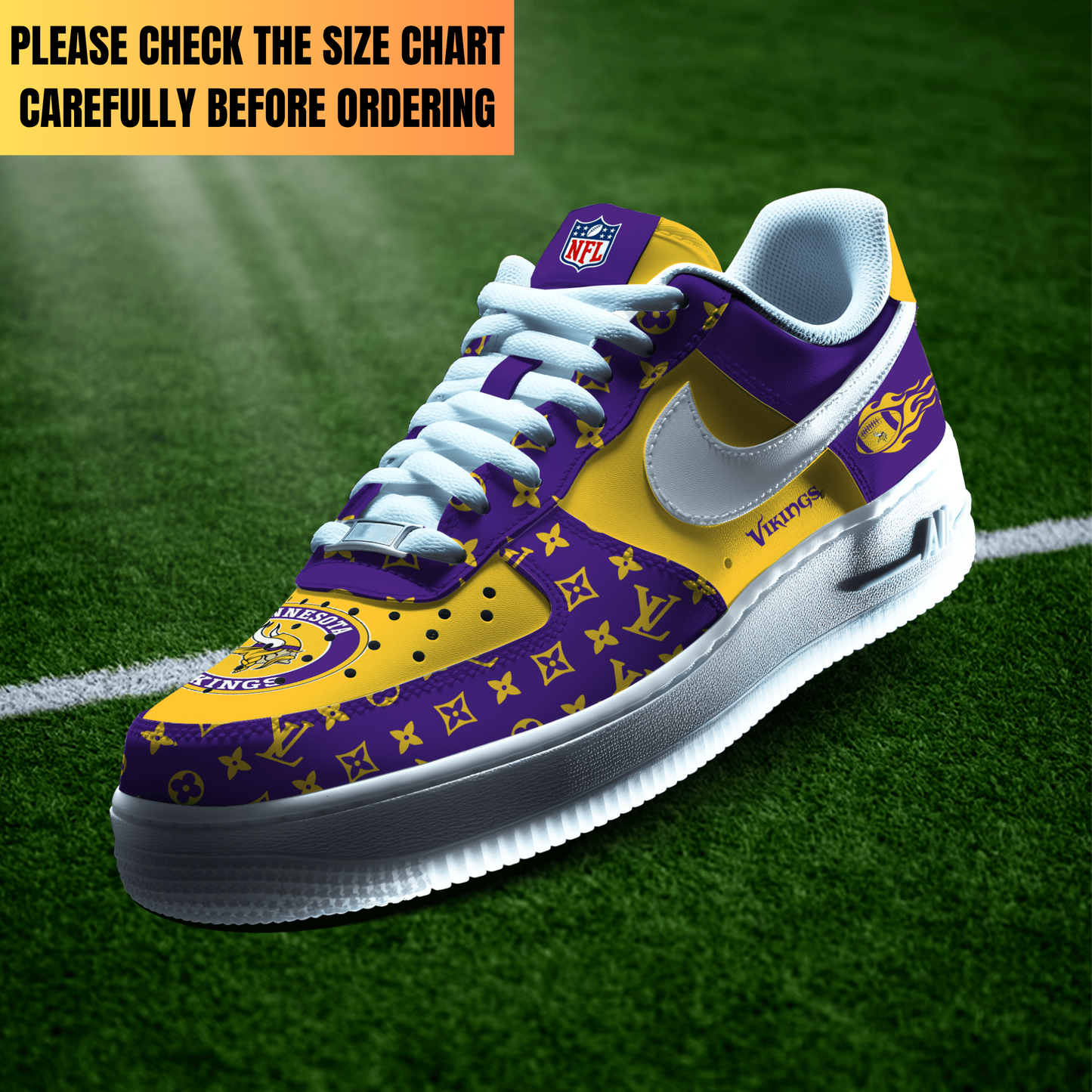 VIRAL EDITION - NEW CUSTOMIZED NFL05 MVK MINNESOTA VIKINGS AF1 SHOES