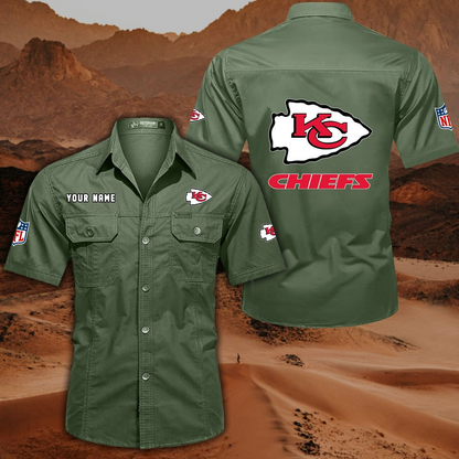 FINAL SALE - NEW CUSTOMIZED NFL01 KCC KANSAS CITY CHIEFS MUTICOLOR MEN'S CARGO SHIRT