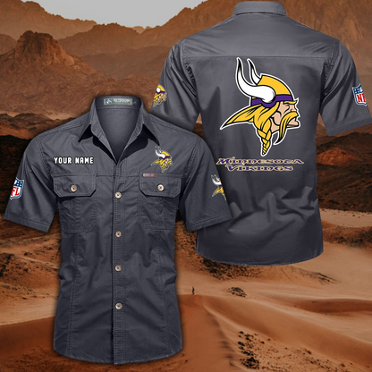 FINAL SALE - NEW CUSTOMIZED NFL05 MVK MINNESOTA VIKINGS MUTICOLOR MEN'S CARGO SHIRT