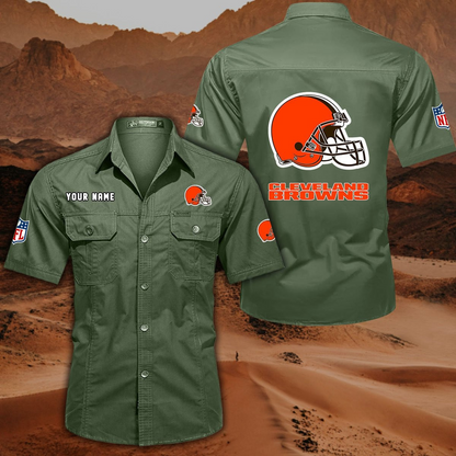 FINAL SALE - NEW CUSTOMIZED NFL29 CLB CLEVELAND BROWNS MUTICOLOR MEN'S CARGO SHIRT
