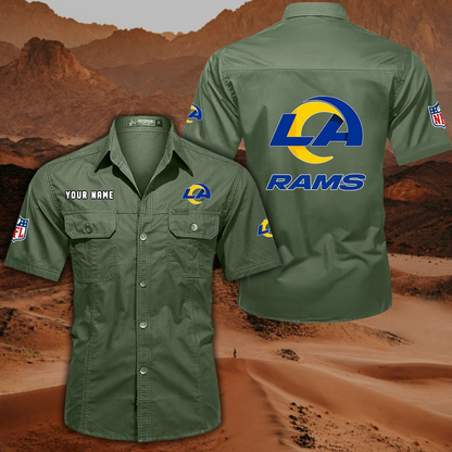 FINAL SALE - NEW CUSTOMIZED NFL22 LAR LOS ANGELES RAMS MUTICOLOR MEN'S CARGO SHIRT