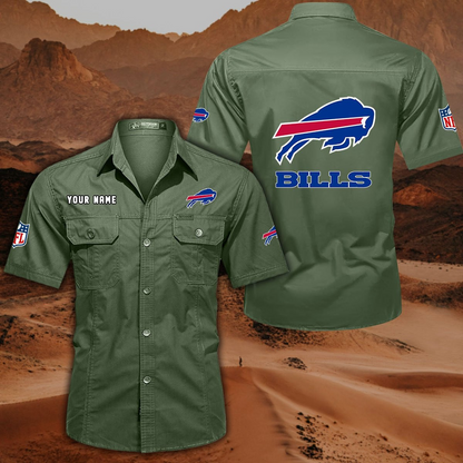 FINAL SALE - NEW CUSTOMIZED NFL03 BFB BUFFALO BILLS MUTICOLOR MEN'S CARGO SHIRT