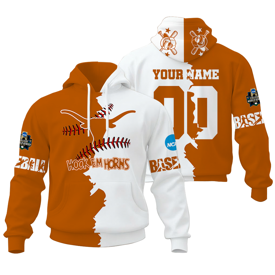 FINAL CLEARANCE - NEW CUSTOMIZED COLLEGE WORLD SERIES NCAA05 TEXAS LONGHORNS UNISEX HOODIE & ZIP HOODIE