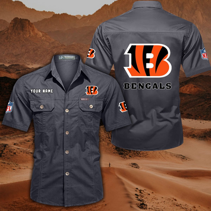 FINAL SALE - NEW CUSTOMIZED NFL16 CCB CINCINNATI BENGALS MUTICOLOR MEN'S CARGO SHIRT