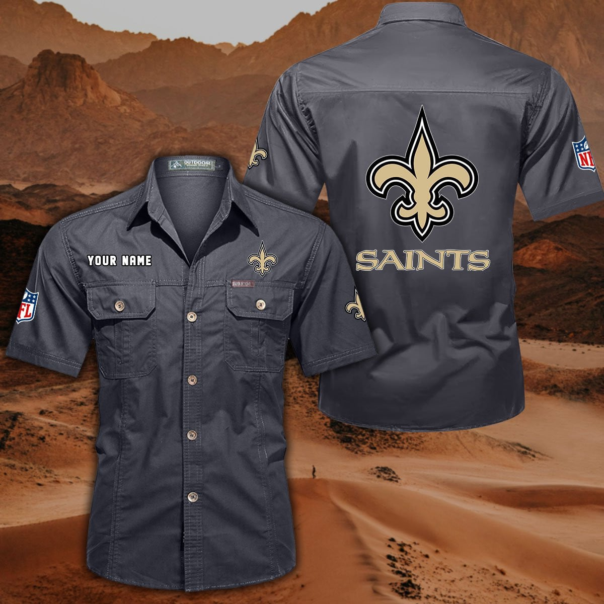 FINAL SALE - NEW CUSTOMIZED NFL24 NOS NEW ORLEANS SAINTS MUTICOLOR MEN'S CARGO SHIRT