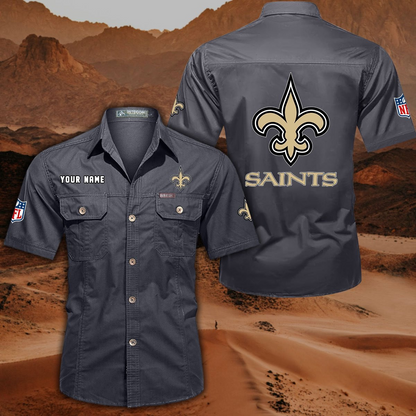 FINAL SALE - NEW CUSTOMIZED NFL24 NOS NEW ORLEANS SAINTS MUTICOLOR MEN'S CARGO SHIRT