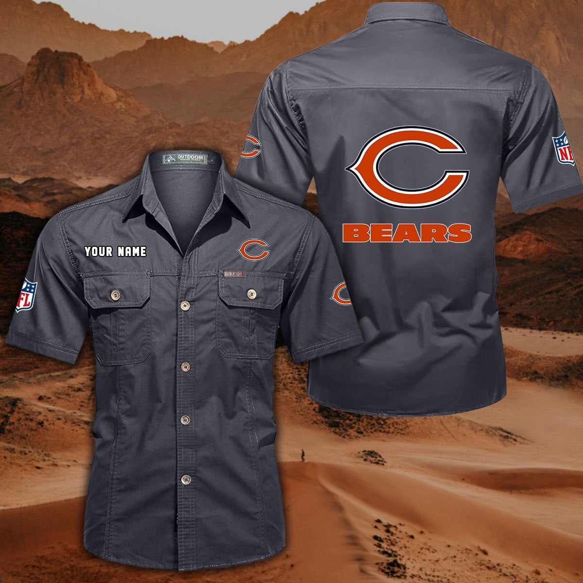 FINAL SALE - NEW CUSTOMIZED NFL26 CCB CHICAGO BEARS MUTICOLOR MEN'S CARGO SHIRT