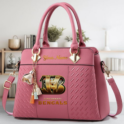 LIMITED EDITION - NEW CUSTOMIZED NFL16 CCB CINCINNATI BENGALS LUXURY HANDBAG IN MULTIPLE COLORS