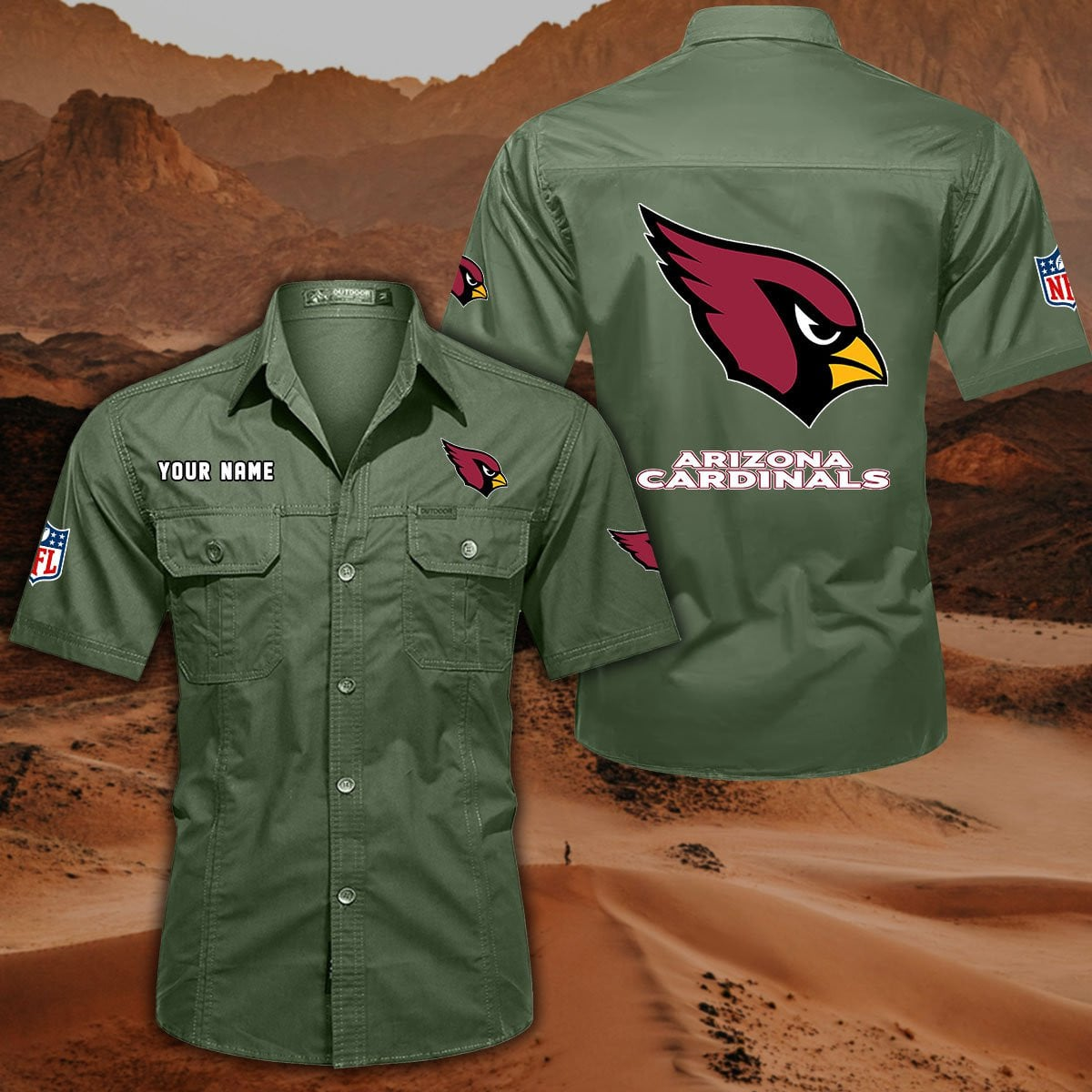 FINAL SALE - NEW CUSTOMIZED NFL20 ARC ARIZONA CARDINALS MUTICOLOR MEN'S CARGO SHIRT