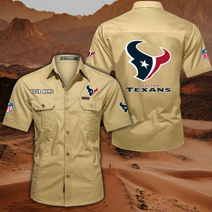 FINAL SALE - NEW CUSTOMIZED NFL15 HTT HOUSTON TEXANS MUTICOLOR MEN'S CARGO SHIRT