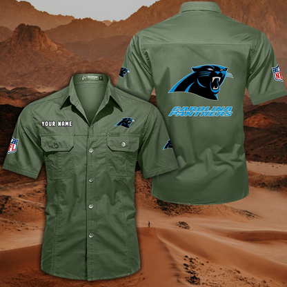 FINAL SALE - NEW CUSTOMIZED NFL23 CLP CAROLINA PANTHERS MUTICOLOR MEN'S CARGO SHIRT