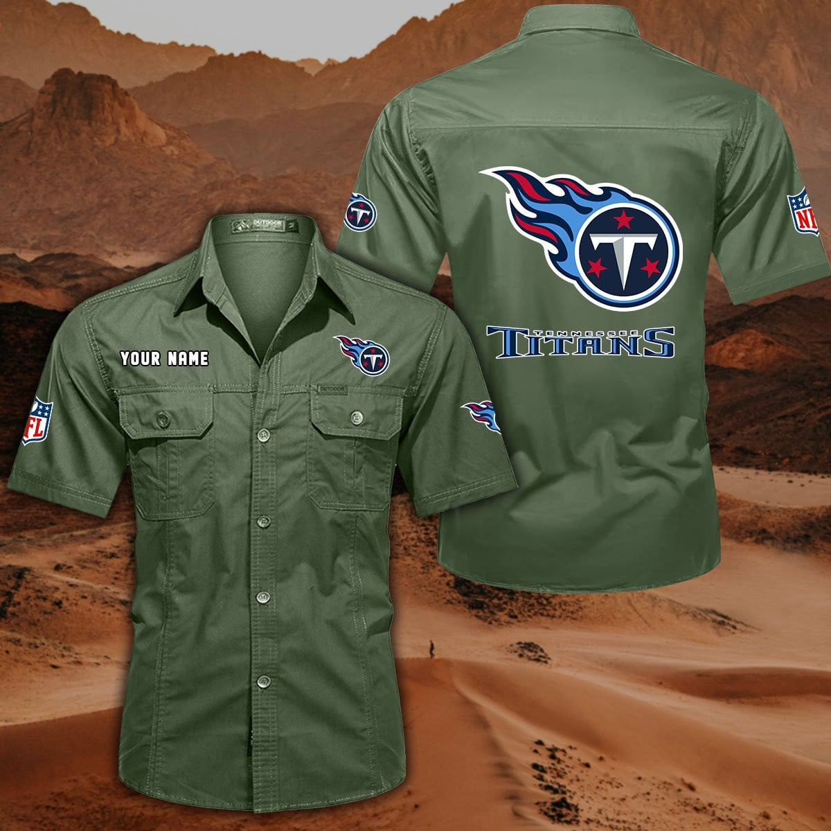 FINAL SALE - NEW CUSTOMIZED NFL31 TST TENNESSEE TITANS MUTICOLOR MEN'S CARGO SHIRT