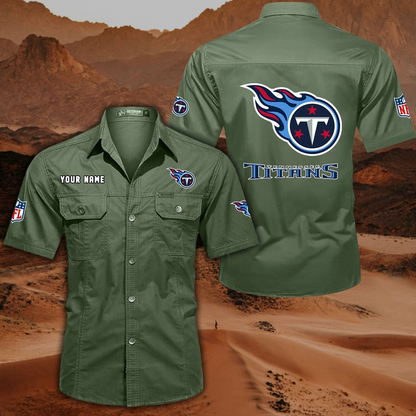 FINAL SALE - NEW CUSTOMIZED NFL31 TST TENNESSEE TITANS MUTICOLOR MEN'S CARGO SHIRT