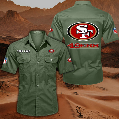 FINAL SALE - NEW CUSTOMIZED NFL11 SF49 SAN FRANCISCO 49ERS MUTICOLOR MEN'S CARGO SHIRT