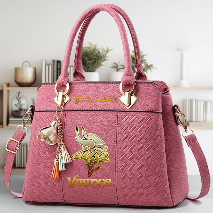 LIMITED EDITION - NEW CUSTOMIZED NFL05 MVK MINNESOTA VIKINGS LUXURY HANDBAG IN MULTIPLE COLORS