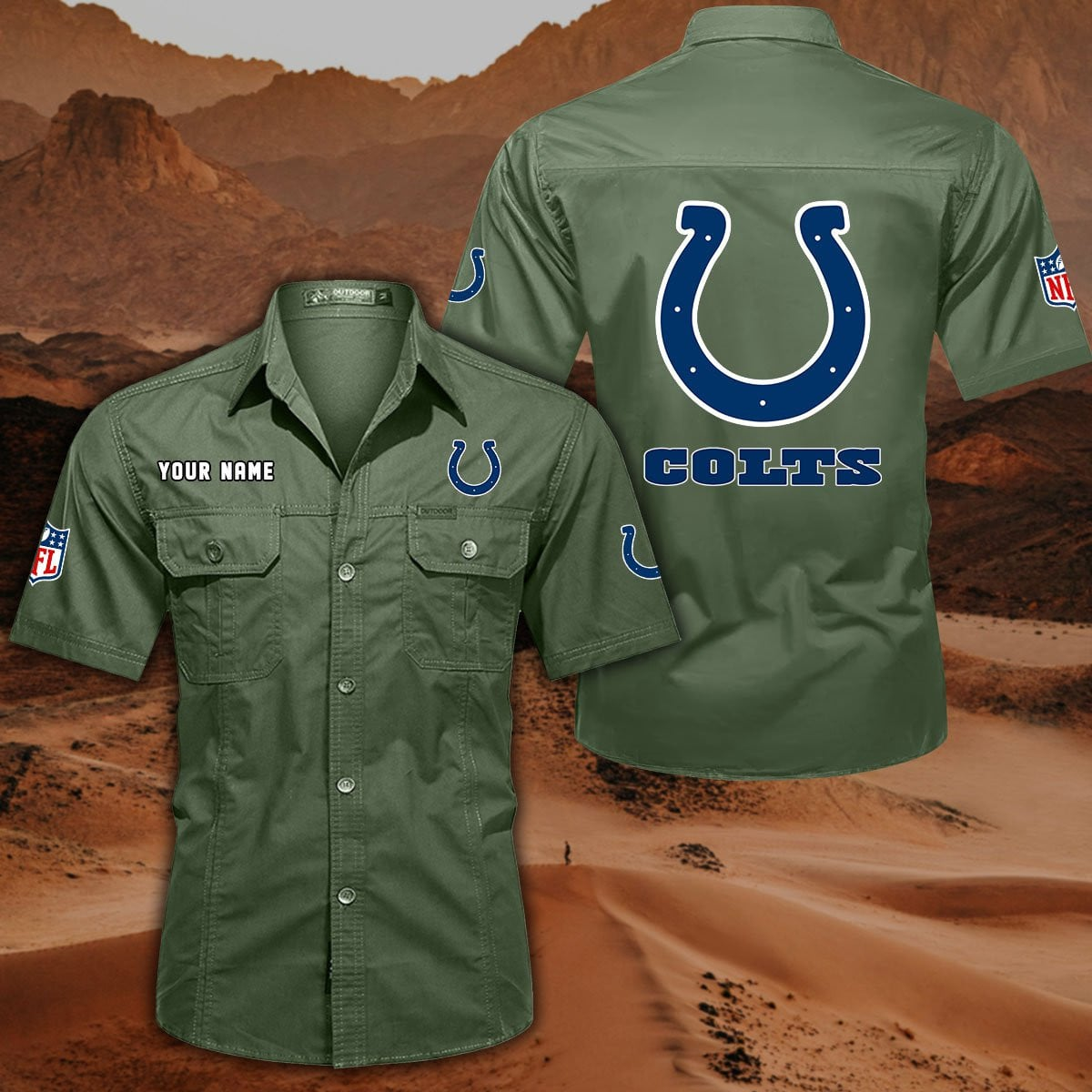 FINAL SALE - NEW CUSTOMIZED NFL17 IDC INDIANAPOLIS COLTS MUTICOLOR MEN'S CARGO SHIRT