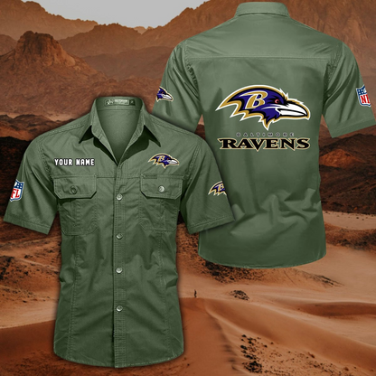 FINAL SALE - NEW CUSTOMIZED NFL28 BTR BALTIMORE RAVENS MUTICOLOR MEN'S CARGO SHIRT
