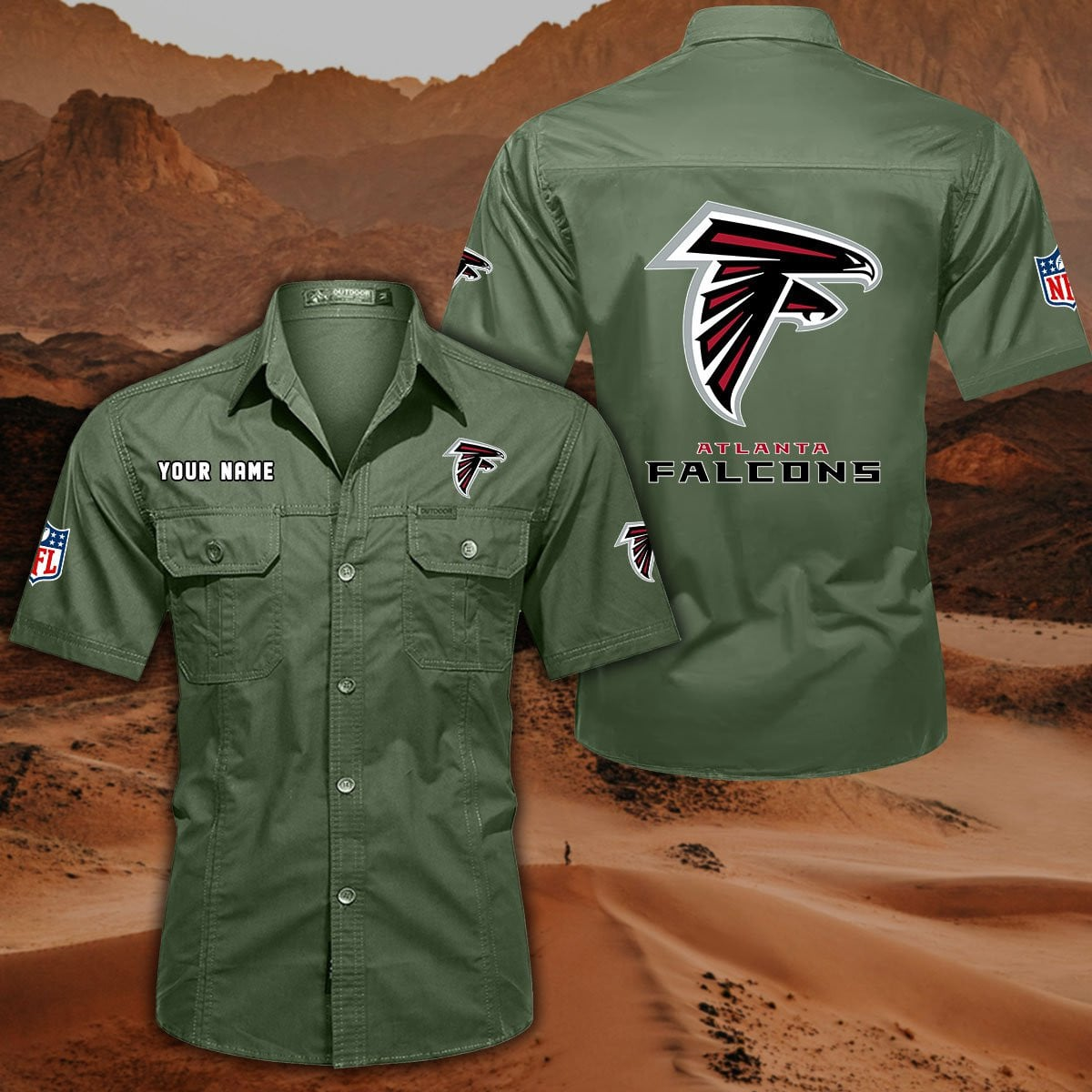 FINAL SALE - NEW CUSTOMIZED NFL18 ATF ATLANTA FALCONS MUTICOLOR MEN'S CARGO SHIRT