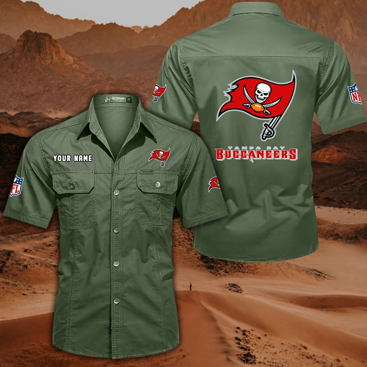 FINAL SALE - NEW CUSTOMIZED NFL10 TBB TAMPA BAY BUCCANEERS MUTICOLOR MEN'S CARGO SHIRT