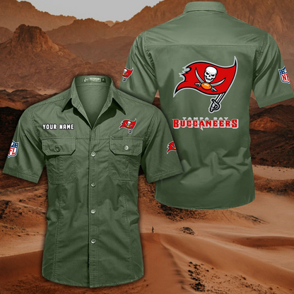 FINAL SALE - NEW CUSTOMIZED NFL10 TBB TAMPA BAY BUCCANEERS MUTICOLOR MEN'S CARGO SHIRT