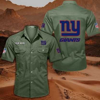 FINAL SALE - NEW CUSTOMIZED NFL32 NYG NEW YORK GIANTS MUTICOLOR MEN'S CARGO SHIRT