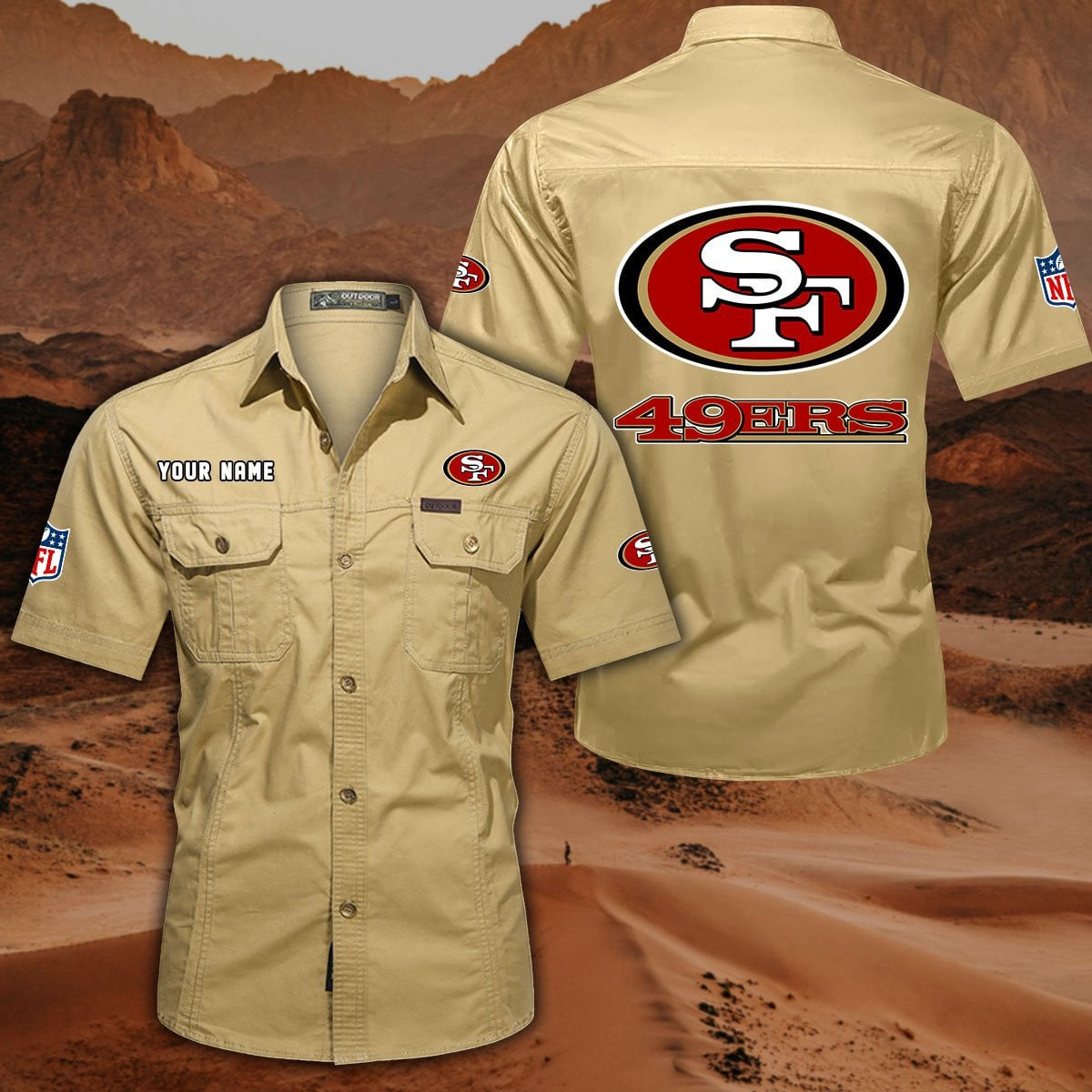FINAL SALE - NEW CUSTOMIZED NFL11 SF49 SAN FRANCISCO 49ERS MUTICOLOR MEN'S CARGO SHIRT