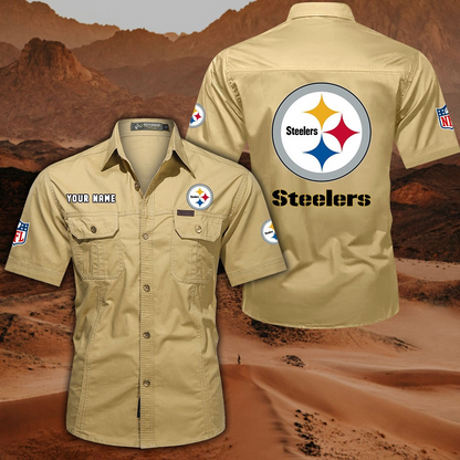 FINAL SALE - NEW CUSTOMIZED NFL14 PSB PITTSBURGH STEELERS MUTICOLOR MEN'S CARGO SHIRT