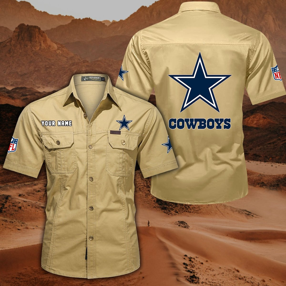 FINAL SALE - NEW CUSTOMIZED NFL21 DCB DALLAS COWBOYS MUTICOLOR MEN'S CARGO SHIRT