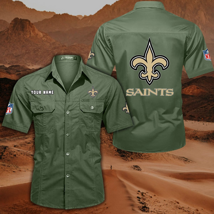 FINAL SALE - NEW CUSTOMIZED NFL24 NOS NEW ORLEANS SAINTS MUTICOLOR MEN'S CARGO SHIRT