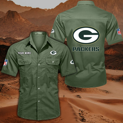 FINAL SALE - NEW CUSTOMIZED NFL08 GBP GREEN BAY PACKERS MUTICOLOR MEN'S CARGO SHIRT