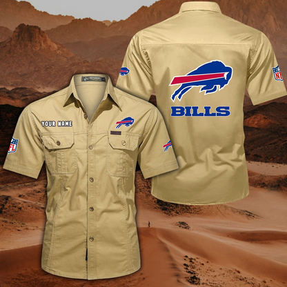 FINAL SALE - NEW CUSTOMIZED NFL03 BFB BUFFALO BILLS MUTICOLOR MEN'S CARGO SHIRT