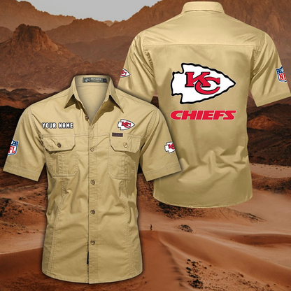 FINAL SALE - NEW CUSTOMIZED NFL01 KCC KANSAS CITY CHIEFS MUTICOLOR MEN'S CARGO SHIRT