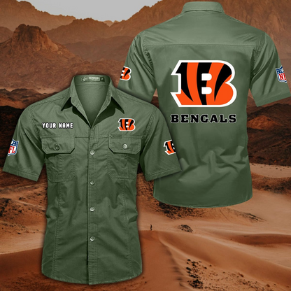 FINAL SALE - NEW CUSTOMIZED NFL16 CCB CINCINNATI BENGALS MUTICOLOR MEN'S CARGO SHIRT