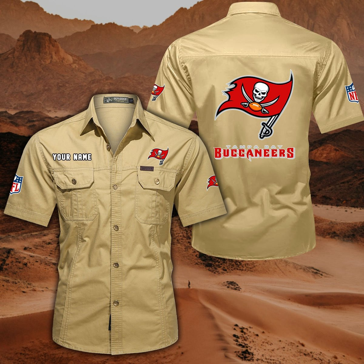 FINAL SALE - NEW CUSTOMIZED NFL10 TBB TAMPA BAY BUCCANEERS MUTICOLOR MEN'S CARGO SHIRT
