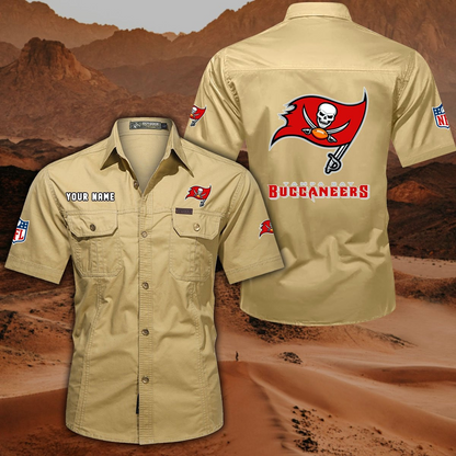 FINAL SALE - NEW CUSTOMIZED NFL10 TBB TAMPA BAY BUCCANEERS MUTICOLOR MEN'S CARGO SHIRT