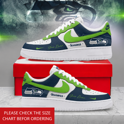 FINAL SALE - NEW CUSTOMIZED NFL06 SSH SEATTLE SEAHAWKS AF1 SHOES