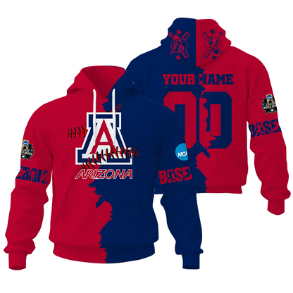 FINAL CLEARANCE - NEW CUSTOMIZED COLLEGE WORLD SERIES NCAA06 ARIZONA WILDCATS UNISEX HOODIE & ZIP HOODIE