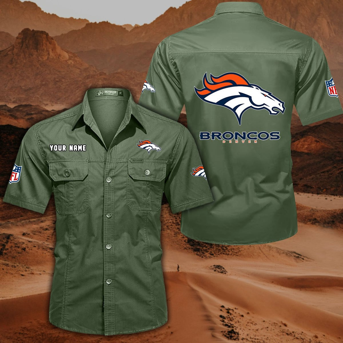 FINAL SALE - NEW CUSTOMIZED NFL13 DVB DENVER BRONCOS MUTICOLOR MEN'S CARGO SHIRT