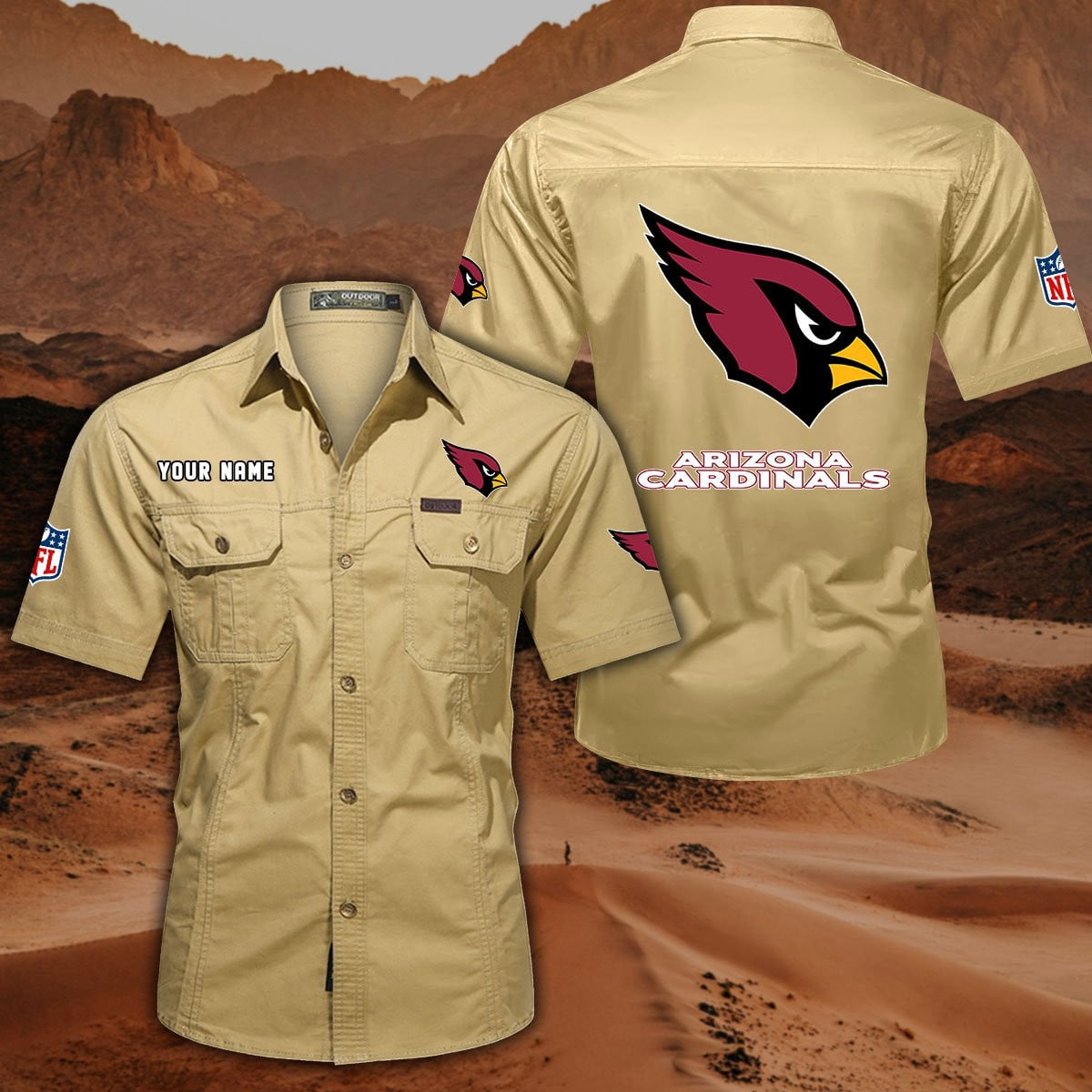 FINAL SALE - NEW CUSTOMIZED NFL20 ARC ARIZONA CARDINALS MUTICOLOR MEN'S CARGO SHIRT