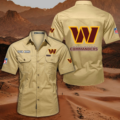 FINAL SALE - NEW CUSTOMIZED NFL12 WTC WASHINGTON COMMANDERS MUTICOLOR MEN'S CARGO SHIRT