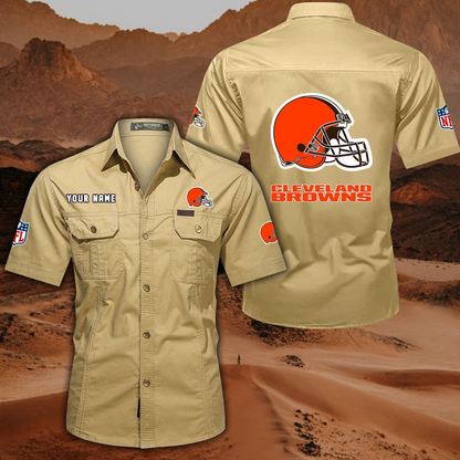 FINAL SALE - NEW CUSTOMIZED NFL29 CLB CLEVELAND BROWNS MUTICOLOR MEN'S CARGO SHIRT