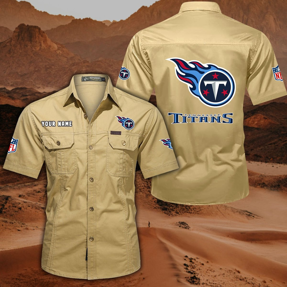 FINAL SALE - NEW CUSTOMIZED NFL31 TST TENNESSEE TITANS MUTICOLOR MEN'S CARGO SHIRT
