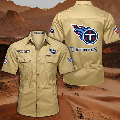 FINAL SALE - NEW CUSTOMIZED NFL31 TST TENNESSEE TITANS MUTICOLOR MEN'S CARGO SHIRT
