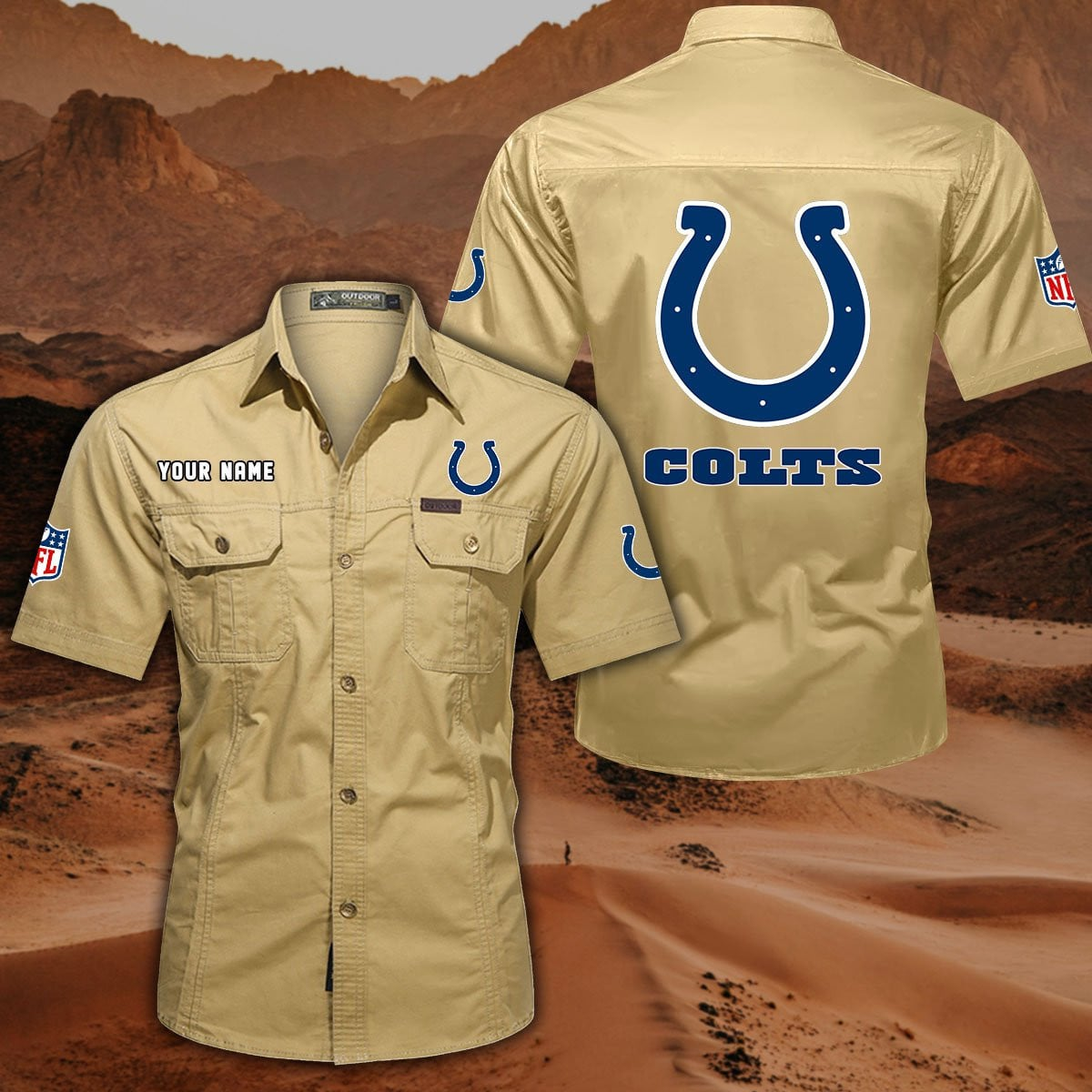 FINAL SALE - NEW CUSTOMIZED NFL17 IDC INDIANAPOLIS COLTS MUTICOLOR MEN'S CARGO SHIRT
